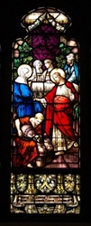 SG-483, SOLD - Mayer of Munich #4 of 20 fine antique Stained Glass window. Jesus blessing the water.