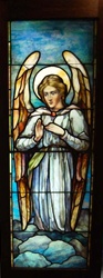 Ready to Pray Angel, Antique Stained Glass Window By J&R Lamb Studios.