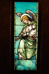 Angel With Scepter, Antique Stained Glass Window By J&R Lamb Studios.