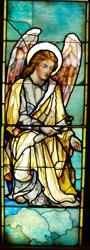 Angel with Scroll Antique Stained Glass Window, By J&R Lamb Studios - Circa 1905