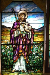 Antique Stained Glass Window By Tiffany Studios.