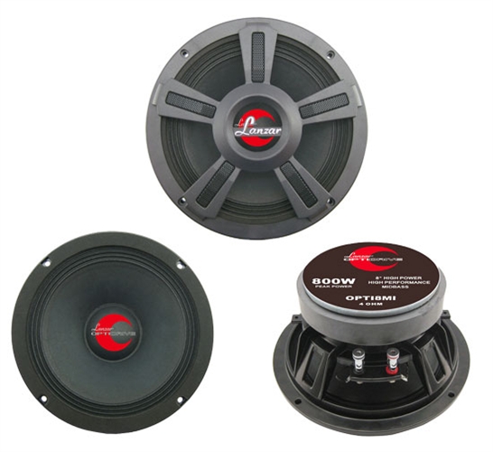 Lanzar Opti8mi Pro 800 Watts 8'' High Power Midbass Speakers