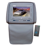 Pyle PLD72GR Gray Headrests w/ Built-In 7'' LCD Monitor w/ Built in DVD Player & IR/FM Transmitter With Cover