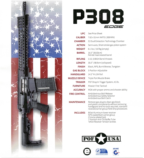 POF USA GEN 4 EDGE P308 From Patriot Ordnance Factory Adjustable Gas ...