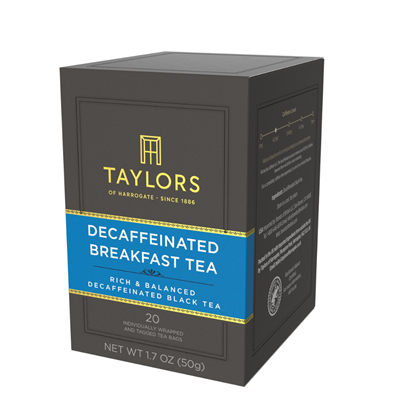 Taylors of Harrogate Decaffeinated Breakfast - 20  Wrapped Tea Bags