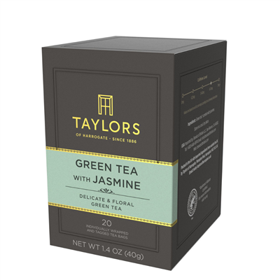 Taylors of Harrogate Green Tea with Jasmine - 20  Wrapped Tea Bags