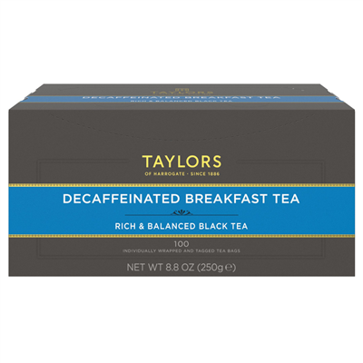 Taylors of Harrogate Decaffeinated Breakfast  - 100 Wrapped Tea Bags