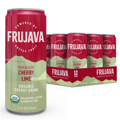 Frujava Trailblazin' Cherry Lime Organic Energy Drink (Pack of 12)