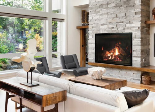 Empire Comfort Systems Premium 36 Direct-Vent Multi-Function Control  Fireplace with Herringbone Ceramic Fiber Brick Liner