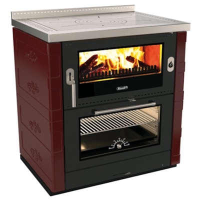 Rizzoli ML80 Rustic Wood Cook Stove - Burgundy