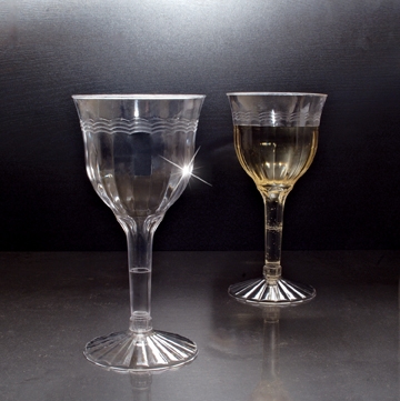 Flairware 2207 Disposable Plastic Crystal Wine Glasses 2 PIECE 6oz. WINE GOBLET 120 cnt
