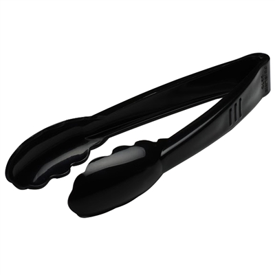 Fineline 3370 BK Platter Pleasers 7 1/2" Extra Heavy-Duty Black Disposable Tongs - 24/Case