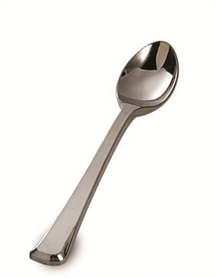 50 Mini 4" Disposable Plastic Silver Tasting Spoons