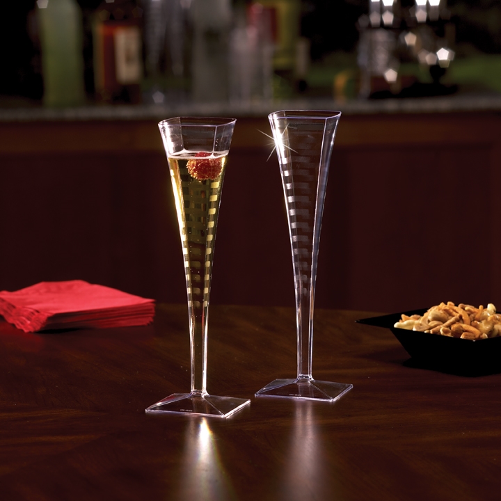 Emi-Yoshi Disposable Plastic Square Champagne Flutes Glasses