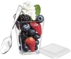 Square 5 oz Clear Dessert Cups with Lids and Clear Mini Spoons