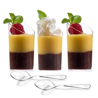 Zappy Elegant Clear Slanted Cylinder Mini Dessert Appetizer Cup 2.5 oz with Mini Spoons