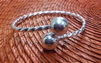 Large Adult Twisted Wire Bangle 14mm Balls - Thick Wire 2.5 mm