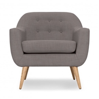 Seriena Reco Modern Mid Century Gray Tufted Sofa Chairs Natural Wood Legs | Gray Club Chairs