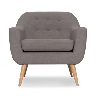Seriena Reco Modern Mid Century Gray Tufted Sofa Chairs Natural Wood Legs | Gray Club Chairs