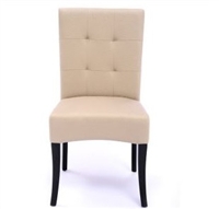 Seriena Melbourne Tufted Back Dining Chair in Beige Leather, ivory leather dining chairs, tufted dining chairs, luxury dining chairs, leather dining chair, dining room chairs leather, leather dining chairs for sale, dining room chairs upholstered