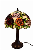 Tiffany lamps |  Rose Flower Design Zinc Base | 12 inch Tiffany Lamp |Seriena Tiffany Lamp | Tiffany Lighting | 12 inch Tiffany lamp Shade | 12" Tiffany Lamp Shade | Glass Lamp | table lamps for living room