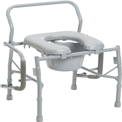 Drive Medical Knock-Down Deluxe Steel Drop-Arm Padded Commode