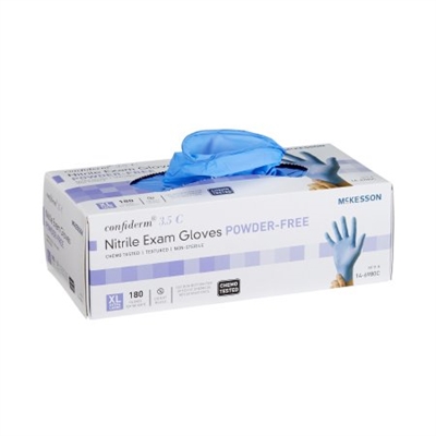 Exam Glove Blue McKesson Confiderm® 3.5C NonSterile Nitrile Standard Cuff Length Textured Fingertips