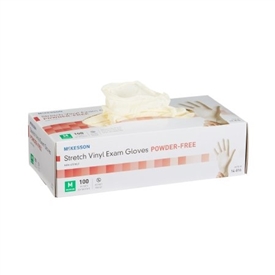 Exam Glove McKesson,  NonSterile Stretch Vinyl Standard Cuff Length Smooth Ivory