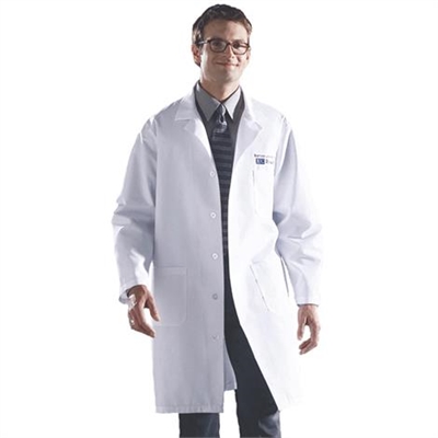 Medline White Unisex Knee Length Lab Coat