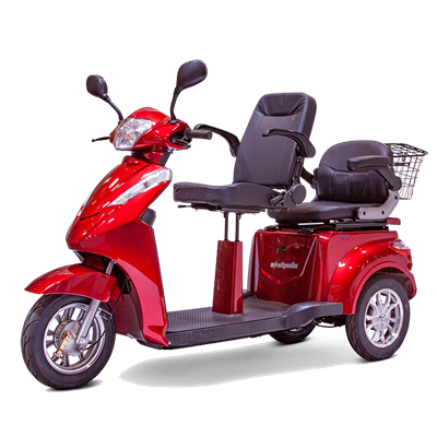 eWheels EW-66 3 Wheel RED Electric Mobility 2 Passenger Scooter 15MPH
