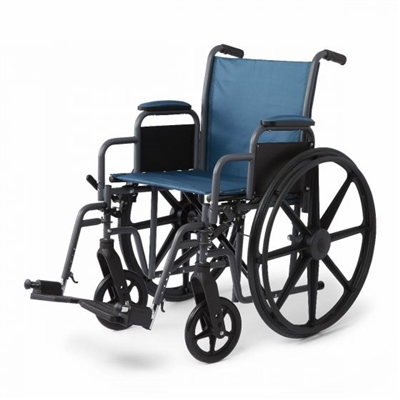 Medline K1 Basic Wheelchair - Teal, Infused with Microban Antimicrobial Protection