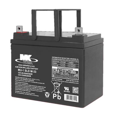 MK Battery - 12V 33 AH Sealed AGM (Pair) Batteries