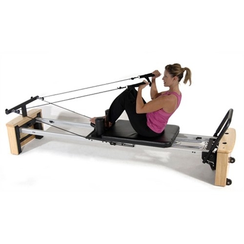 Stamina AeroPilates Pro Reformer Whole Body Resistance Padded Pilates  Workout Machine With Cardio Rebounder For Home Workouts, Chrome Black, High Cardio Home Workouts