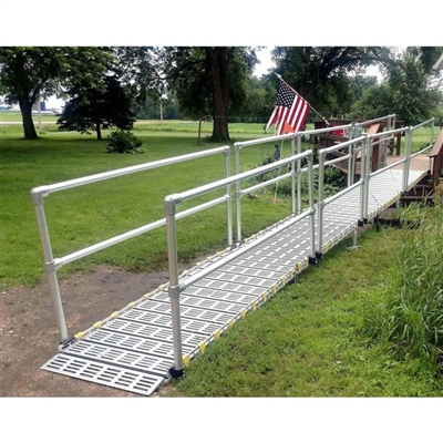 Roll-A-Ramp 36-Inch Aluminum Modular Ramp With Loop End Handrail On Both Sides