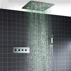 Square LED Light Ceiling  Shower With 20" SPA Spray Concealed