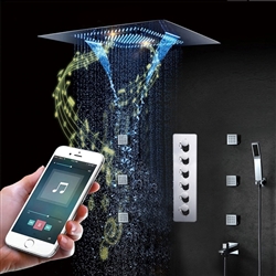 BathSelect Modern Summer Shower Head Phone Control Musical Chrome Ceiling Embedded Shower