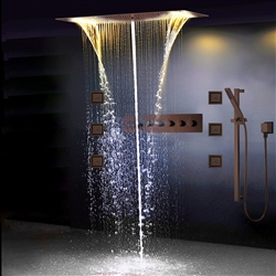 BathSelect LED Electric Power Embedded Ceiling 6-Way Shower Head With Body Jet & Hand-Held Shower