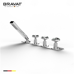 Bravat triple crystal faucet with handheld shower