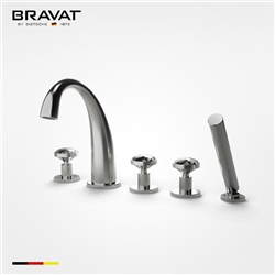 Bravat triple crystal handle faucet with handheld shower