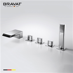 Bravat Ploished Chrome Finish Deck Mount Faucet With Hand Held Shower