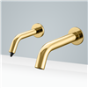 Milan Solid Brass Shiny Gold Finish Wall Mount Dual Sensor Faucet And Automatic Soap Dispenser