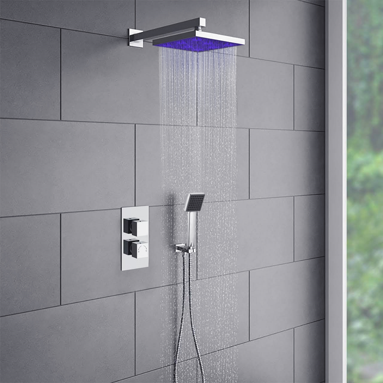 BathSelect Rain Fixed Shower Head 2.5 GPM GPM with Temperature