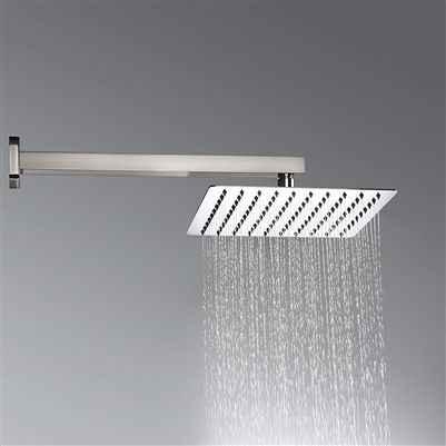 Nickel Brushed 12"Ultrathin Shower Head Wall Mount Shower Faucet W/ Shower Arm