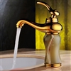 Luxury Gold Plated Jade Bathroom Vessel Sink Faucet Single Handle Mixer Tap