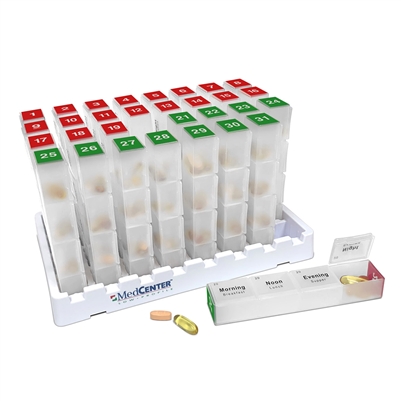 31 Day Large Capacity Low Profile Monthly Pill Organizer