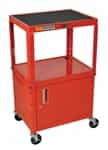 Luxor AVJ42C-RD Red 42" Adj Height Cart w/ Cabinet