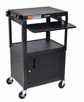 Luxor AVJ42KBC Adjustable Height Black Metal A/V Cart