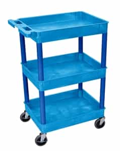 Luxor BUSTC111BU Blue Transport 3-Shelves Tub Cart