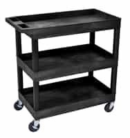 Luxor EC111-B Black 3-Shelf Tub Cart