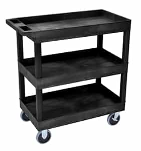 Luxor EC111HD-B Black High Capacity 3-Shelf Tub Cart